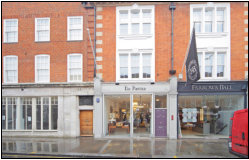 Smartened building frontage on Fulham Road